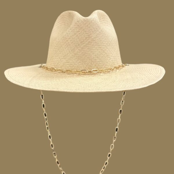 FEDORA STRAW HAT WITH CHAIN